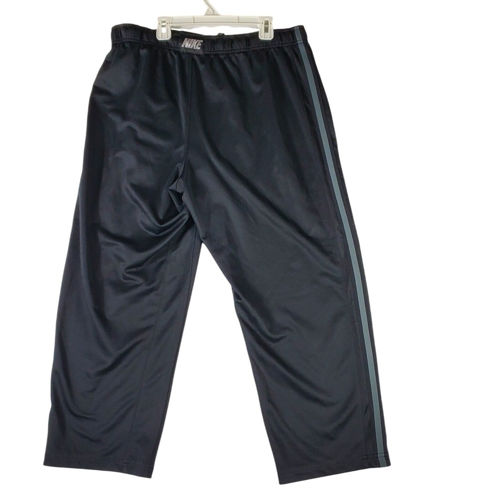 Nike Mens Athletic Training Pants Black Grey Stripe Pockets 480238-010 Large - Picture 2 of 7